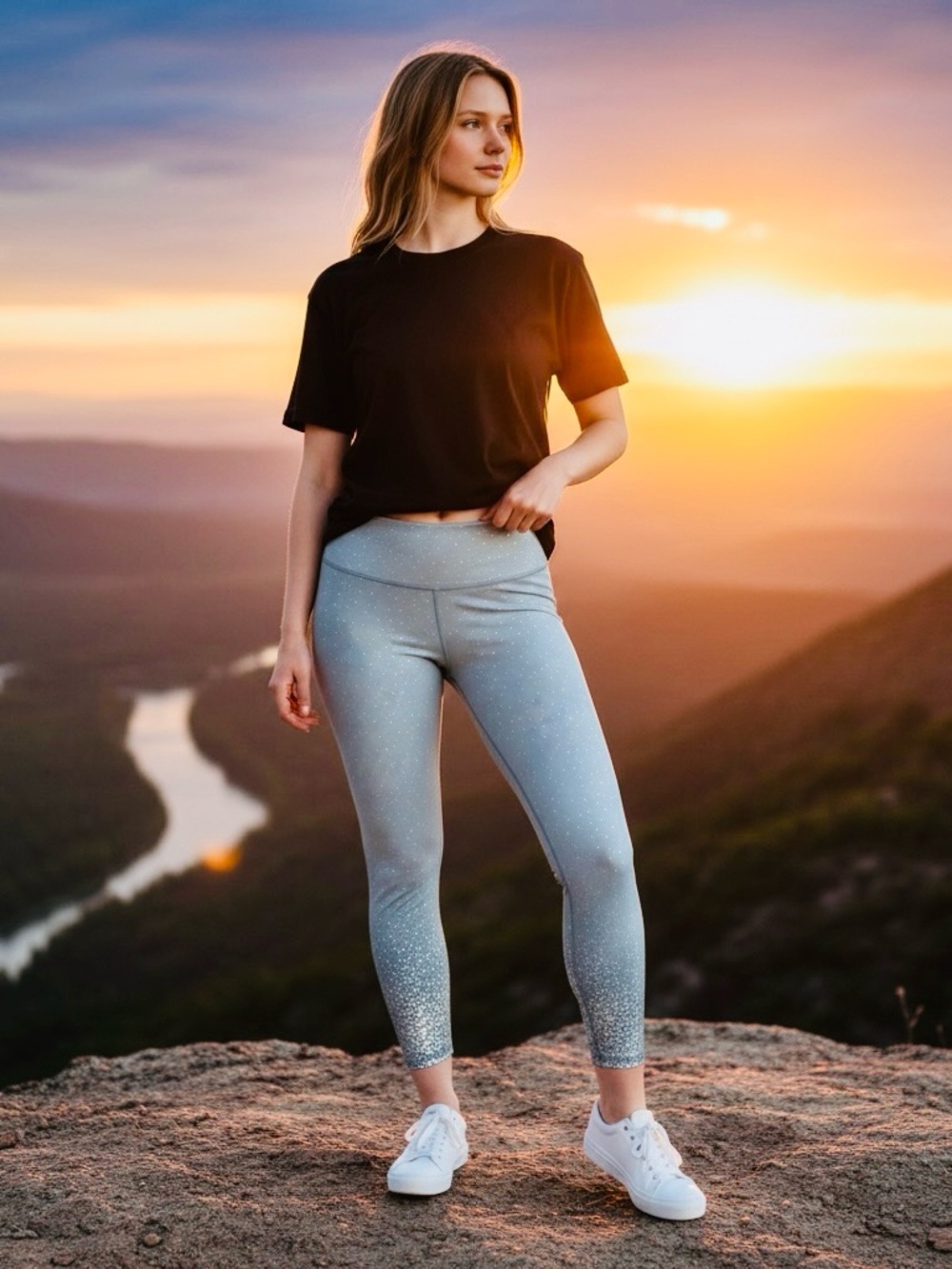 ZYIA Light Blue Speckled Leggings